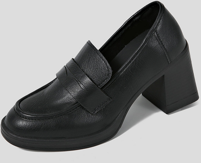 넬라 라운드 페니 로퍼힐 통굽 구두(8cm)