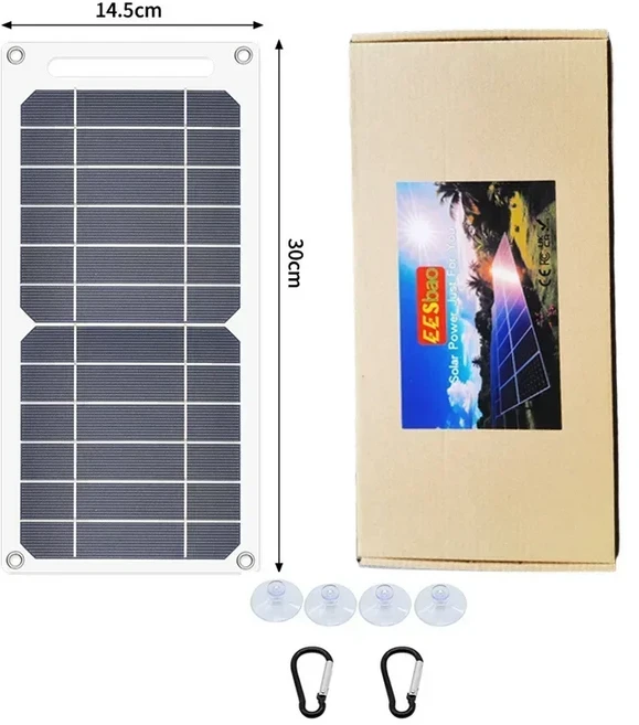 5V 5-35W 휴대용 태양광 패널 USB 충전기 (휴대폰 보조 배터리 야외 캠핑 RV용) Sunpower, 02 35W, 01 5V용