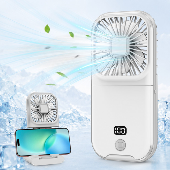 휴대용 손풍기 무선 접이식 미니 선풍기 겸용 대용량 보조배터리, 하양, F30pro
