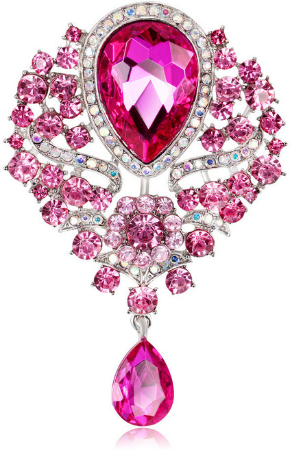水鑽合金胸花 歐美風格 玻璃吊墜胸針 別針飾品, B022-C, 1個