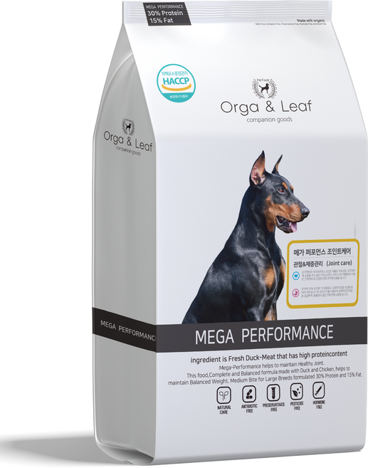 오가앤리프 메가퍼포먼스 조인트케어 대형견 중형견 대용량 사료, 1개, 15kg, 닭
