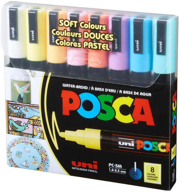 유니볼 선명한 발색 유니 포스카 마카 PC-5M (8색세트), 소프트(~249215)