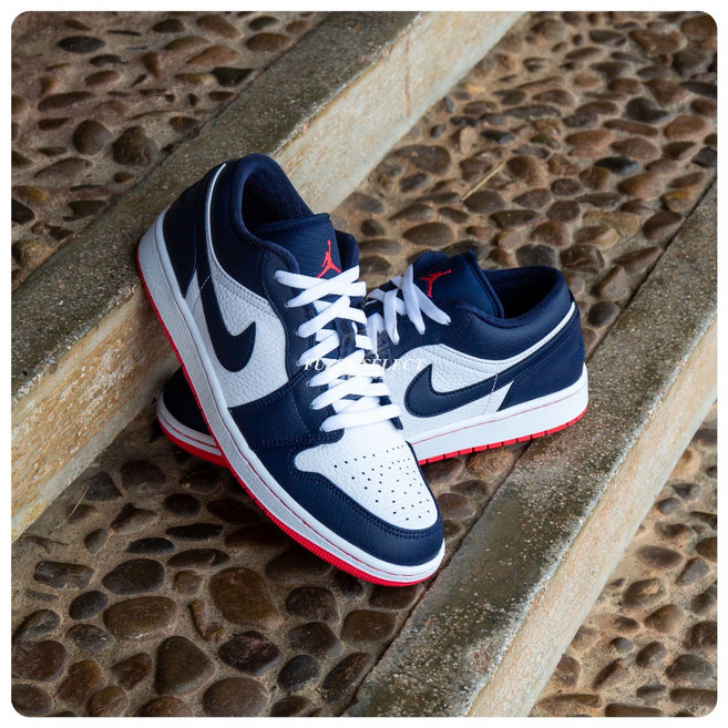 FUZZY Air Jordan 1 Low Ember Glow 黑曜石藍 午夜藍 紅底 運動鞋 553558-481, 1個, 下單後請注意商品諮詢訊息