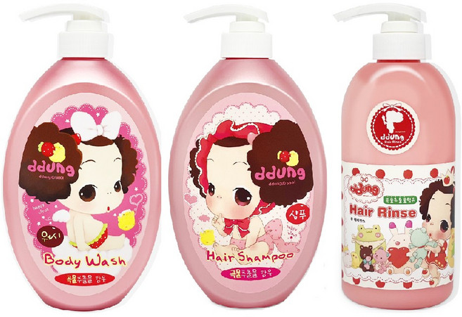 뚱 유아 대용량 바디워시 + 샴푸 + 린스 세트, 1세트