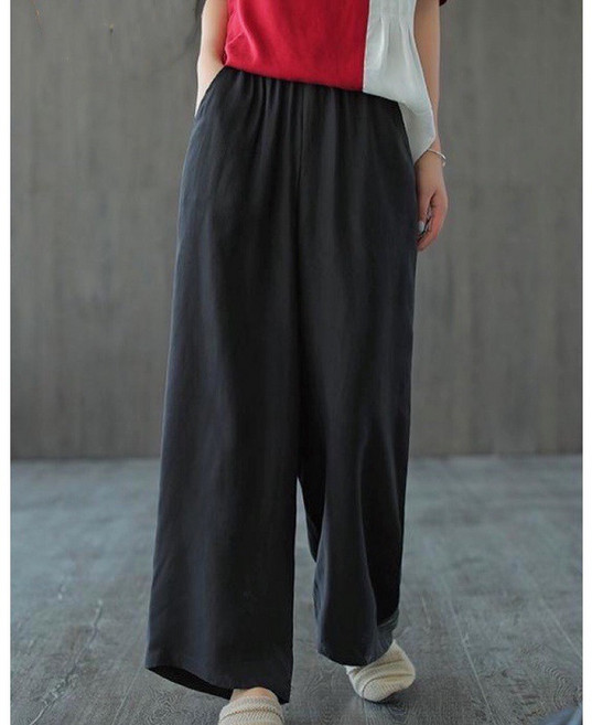 StephenieX 麻料寬褲