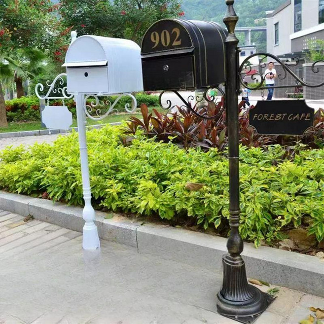 스탠드 우체통 우편함 실외용 철재스탠드 철제 주택, 블랙 단일 박스