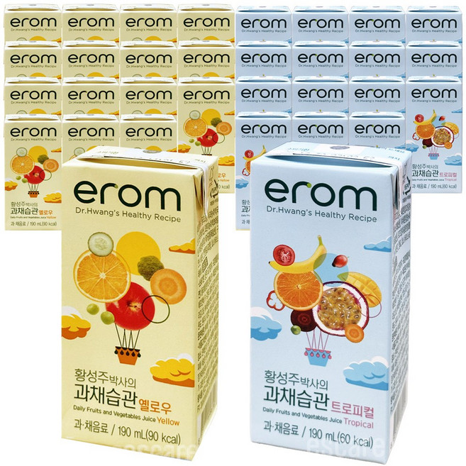 이롬 황성주박사의 과채습관 트로피컬 + 옐로우, 32개, 190ml