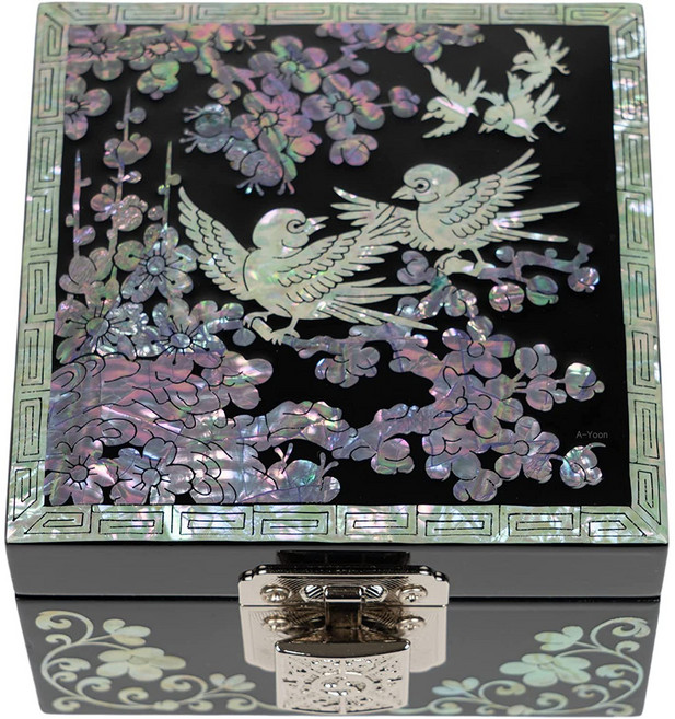 자개보석함 나전칠기 돌반지 보관함 외국인 선물 답례품, 매화