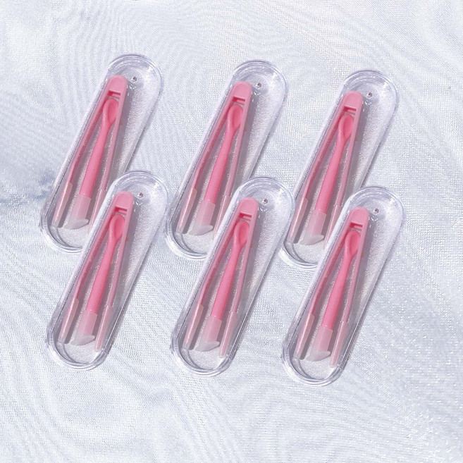 소프트렌즈 리무버 탈착 키트 콘택트렌즈 끼는 빼는 착용 도구 미니 실리콘 집게 흡착 뽁뽁이 휴대용 케이스 세트, 6개, 핑크