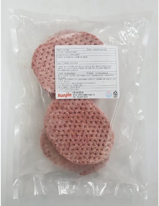 버거앤파스타 빅햄버거 패티로 사용중인 선진 빅버거패티 1.5kg (150g ), 1개