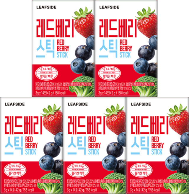 리프사이드 딸기 세븐베리 7가지 베리 농축 분말스틱, 5박스, 42g