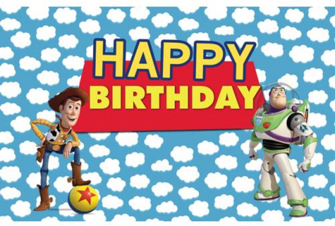 사진 촬영 배경지 소년용 토이 스토리 배경 생일 파티 용품 장식 푸른 하늘 흰 구름 벽 만화 배경, 137) 150x125cm Polyester  xq01