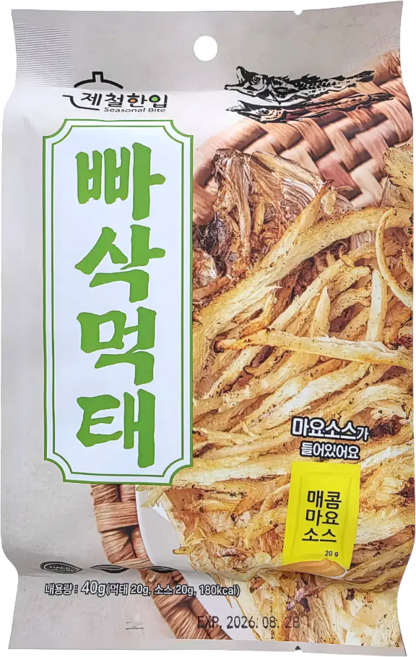 제철한입 빠삭먹태 안주 바삭 먹태 마요소스포함, 3개, 20g