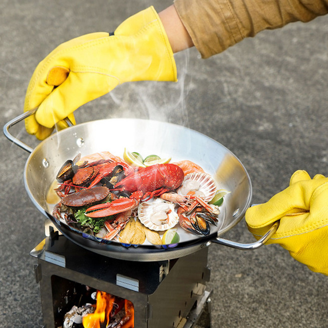 캠핑 소가죽 BBQ장갑 불멍 화로대 장작장갑 오븐, 1세트, 1개