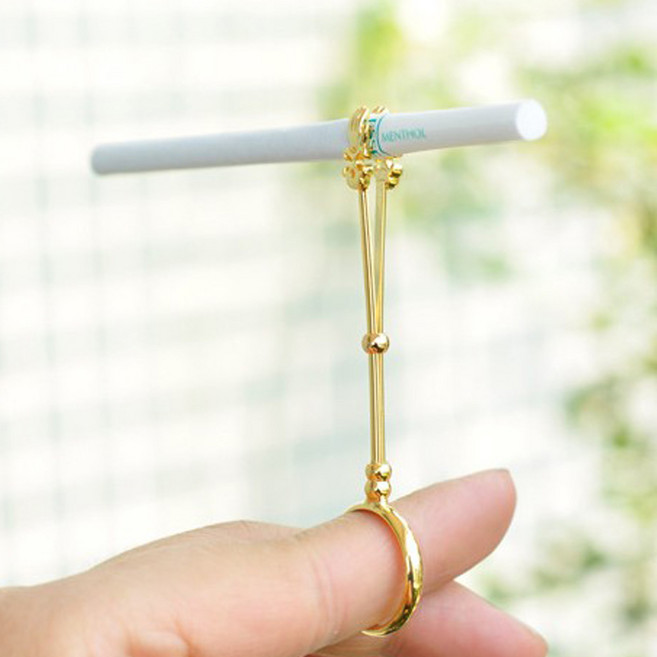 담배홀더 담배 손잡이 집게 파이프 반지 링반지 손가락 시가렛 홀더 냄새 방지 제거 담뱃대 연초 실버