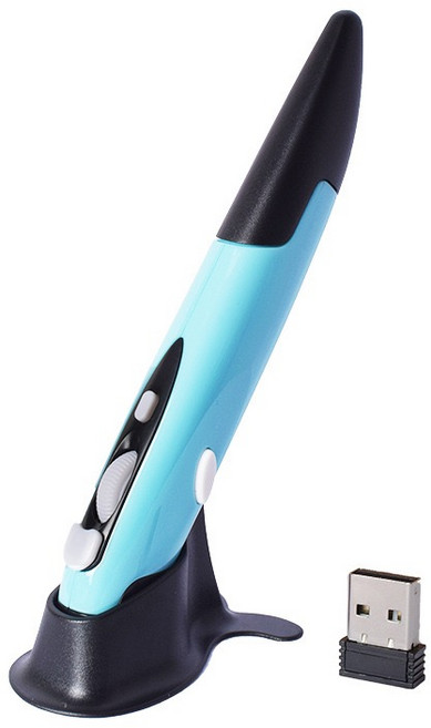 무선 광학 펜 마우스 2.4GHz USB 마우스펜 3색 속도 조절가능, 블루, 기본형