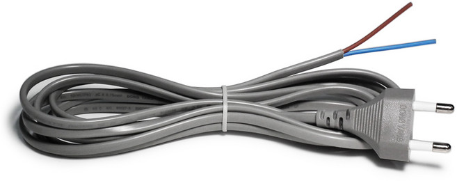 전기코드선 브래트 0.75sq 2선 전기선 전원코드선 전선코드 220V 전기코드 파워코드 전원선 무접지 코드선, 1개, (그레이), 3m