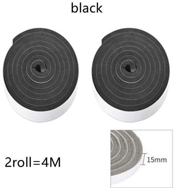 틈새 문틈 막이 방문 창문 창틀 빗물 벌레 방풍 소음 방충망 고무패킹 가스켓 2 롤 도어 창 씰링 스트립 자체 접착 방음 스폰지 폼 절연 초안 제외 테이프 창 날씨 스트리핑, black 15mm, 1개
