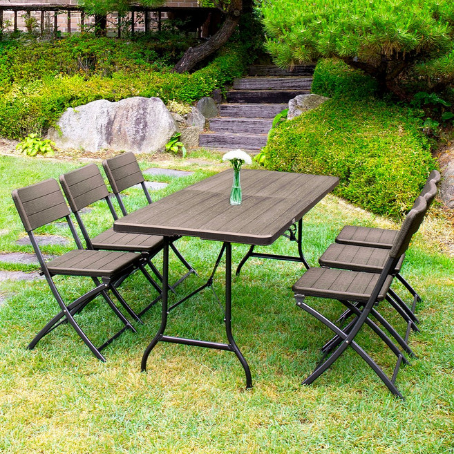 아르망 1800 브로몰딩 테이블 아르세의자 6개 세트 야외 정원 카페 6인 테라스 캠핑 공원 접이식 휴대용