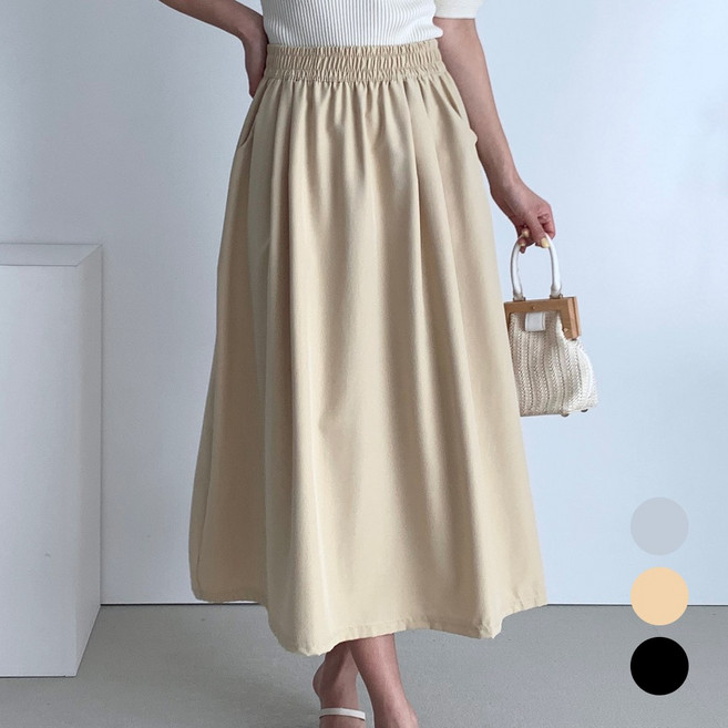 미와이 여성 롱치마 캐주얼 밴딩 스커트