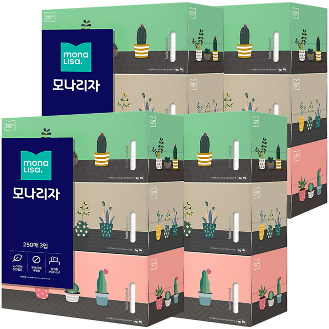 모나리자 벨라지오 각티슈 250매, 4개, 3개입