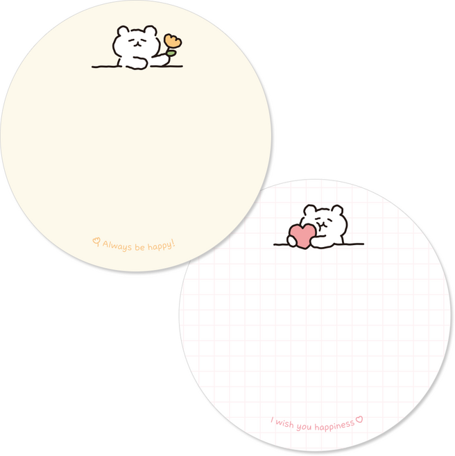 [꼬모멜로소] 아임레이지 2종 원형 메모 스티커, 60개, 02.thank you (플라워)