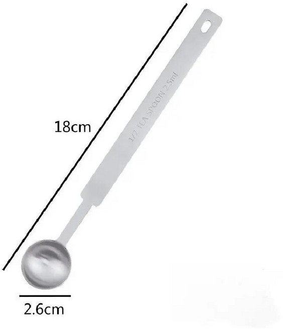 1.25/2.5/3.75/5/7.5/10/15ml 다목적 스테인레스 스틸 측정 숟가락 커피 가루 향신료 특종 주방 베이킹 도, 02 2.5ml, 1개