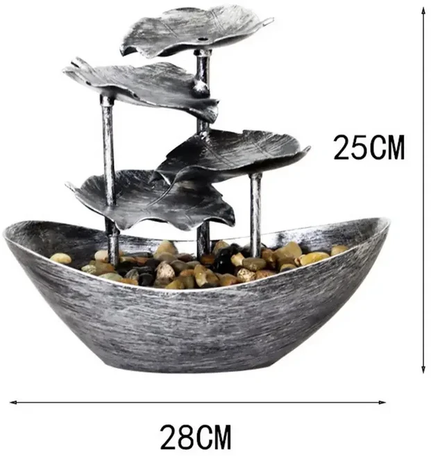 탁상용 분수 폭포 실내 장식용 물 위에 떠 연꽃잎 전기 펌프 휴식 효과, 3. 실버