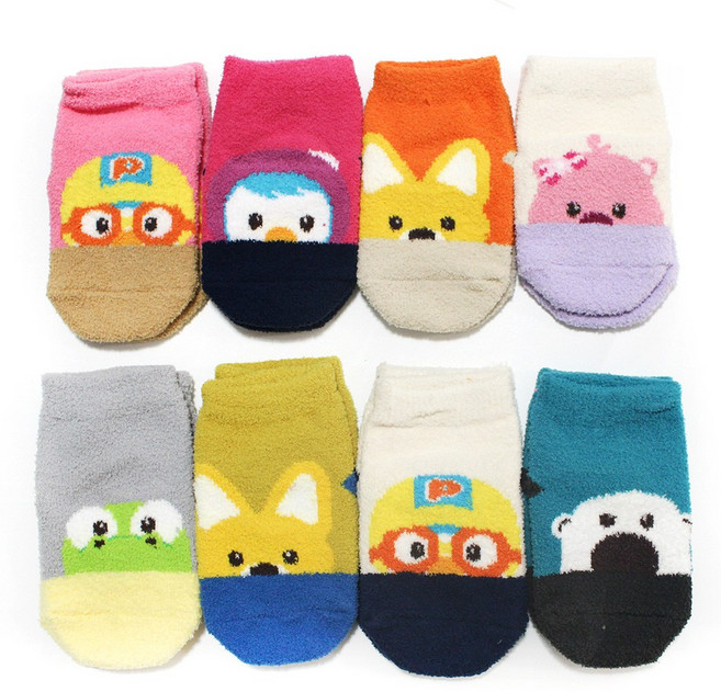 국내생산 KC인증 정품 뽀로로양말 미끄럼방지 수면양말 영유아 아기 키즈 어린이집 선물 겨울양말 4종세트