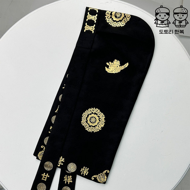도토리한복 검정 금박 겹복건 한복소품 장신구 돌 아기