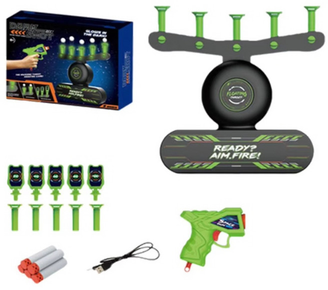 핸셀 USB 에어 야광 사격 표적 타겟 과녁 슈팅 너프건 스펀지 권총 보드 게임, 에어 너프건 사격세트 2개, 1개