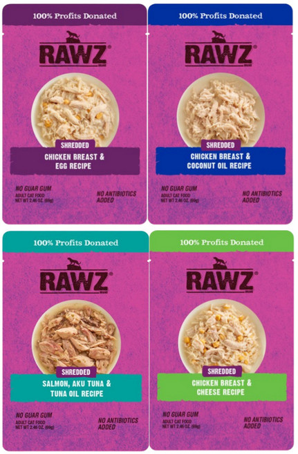 고양이 주식 로우즈 슈레디드 파우치 69g 4종 혼합 x 각 1개씩, 4개, 콤보