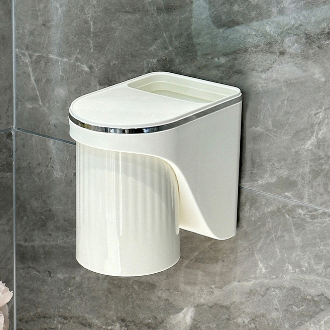 마법의 주머니 무타공 자석 흡착 양치컵 홀더, 1개, 크림