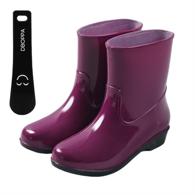 따봉오빠 3cm 여성 중년 레인부츠 불투명 미들 장화 갯벌 작업 미끄럼방지 키높이 신발 YY4914