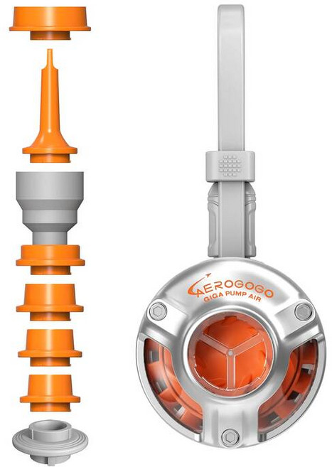 타이어공기주입기 자동차 자전거 측정기 Aerogogo GIGA Pump 초경량 28g 휴대용 미니 에어펌프 캠핑용 자충 에어매트 튜브 펌프 1oz 초소형 무선 공기주입기 백패킹, Sliver