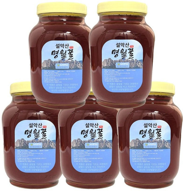 VNH 사양 밤나무꿀 2.4kg 5개 설악산 명월꿀 국산꿀 양봉꿀 피로회복 면연력 향상 선물 어버이날 명절, 1개