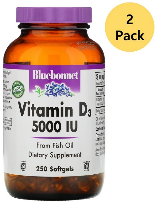 Bluebonnet Nutrition 블루보넷 비타민D3 5000IU 250정 x 2개 - 쿠팡