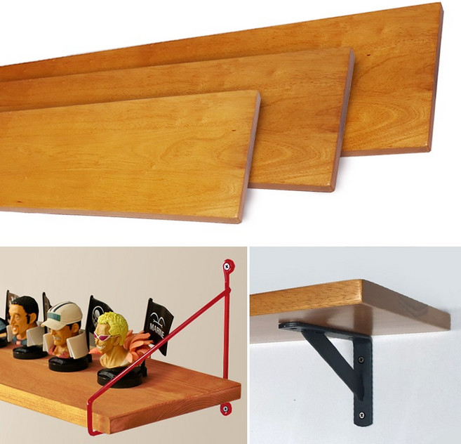 고무나무 원목 벽걸이 선반 인테리어선반 벽선반 600/800/1000mm, 블랙2개, 200x1000mm