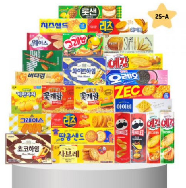 소형과자 25종-A 학교 사무실 회사 탕비실 학생 대용량 과자선물세트 간식 다과 스낵 과자세트 맛집, 1개