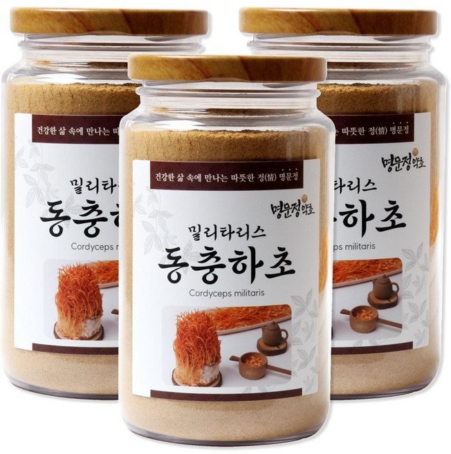 명문정약초 밀리타리스 동충하초분말 국산, 3개, 300g