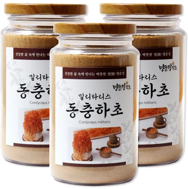 명문정약초 밀리타리스 동충하초분말 국산, 3개, 300g - 쿠팡