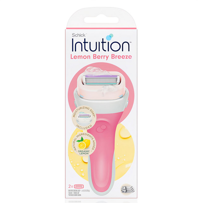 인튜이션 레몬베리 브리즈 핸들 여성제모기 핑크 + 면도날 2입, 1개입, 1개