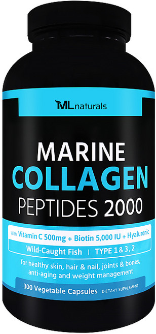 [미국번개배송] 착한명품 마이라이프 내추럴스 저분자 피시 콜라겐 마린 콜라겐 펩타이드 2000 (비오틴 히알루론산 비타민C), 300정, 1개