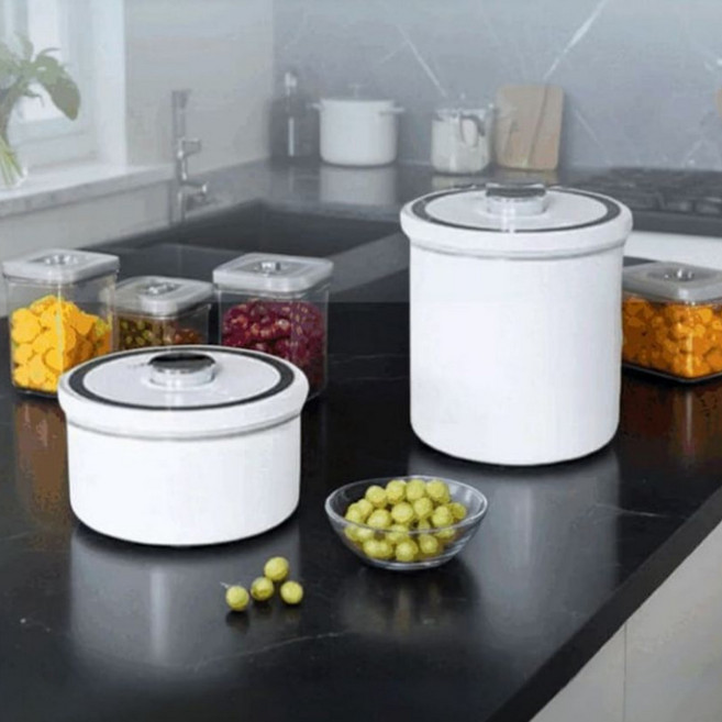 스텐 진공쌀통 쌀보관통 사료보관, 1세트, 화이트
