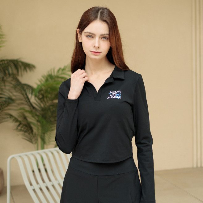 에어워크서프 여성래쉬가드 크롭 카라 티셔츠 YAWe5267