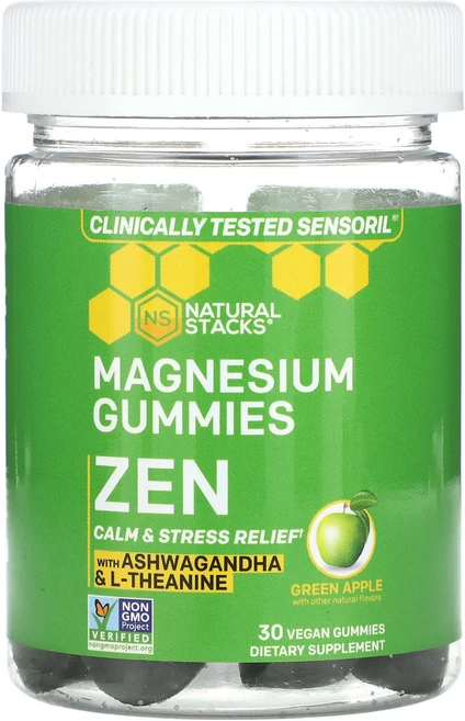 건강챙기세요 Natural Stacks 마그네슘 구미젤리 젠 청사과 비건 구미젤리 30개 백살까지오래오래, NaturalStacks마그네슘구미젤리젠청사과비건구미젤 - 쿠팡