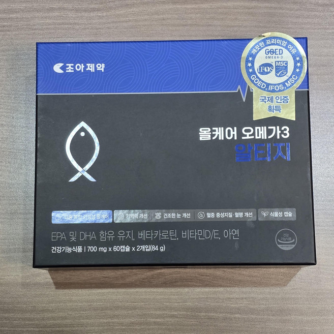 조아제약 올케어 오메가3 알티지 기억력 건조한 눈 혈행 개선 식물성 캡슐, 4박스, 60정