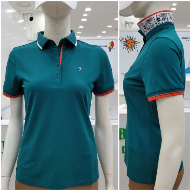 마코 모다남양주 여성 에리 쇼바리 배색 심플 티셔츠 MPW2TS9155_GN