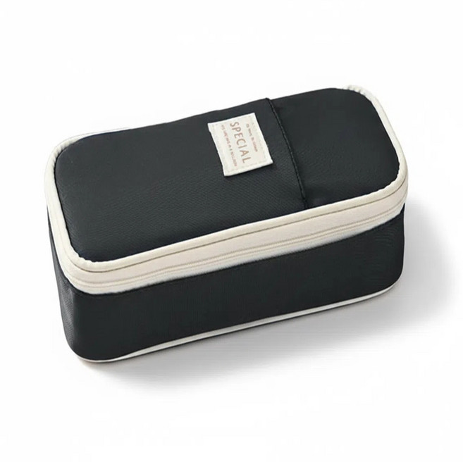 코이드림 필통 3단 분리형 대용량 파우치 학생 필기구 정리함, 1개, 블랙