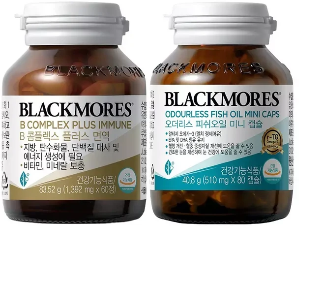 블랙모어스 비타민 B콤플렉스 60정 + 호주 오메가3 피쉬오일 80캡슐, 1개